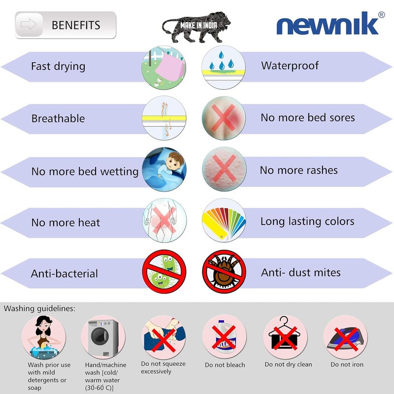 Newnik Premium Quick Water Resistant Dry SheetWaterproof Baby Bed Protector Sheet Mattress Protect Size 200cm X 260cm Plum Double Bed - Image 4