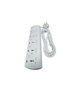 Rr Esma Approved Universal Power Extension Socket With Individual Neon Light Switches 13A Plug 250V 5 Way 3 Mtr Cable