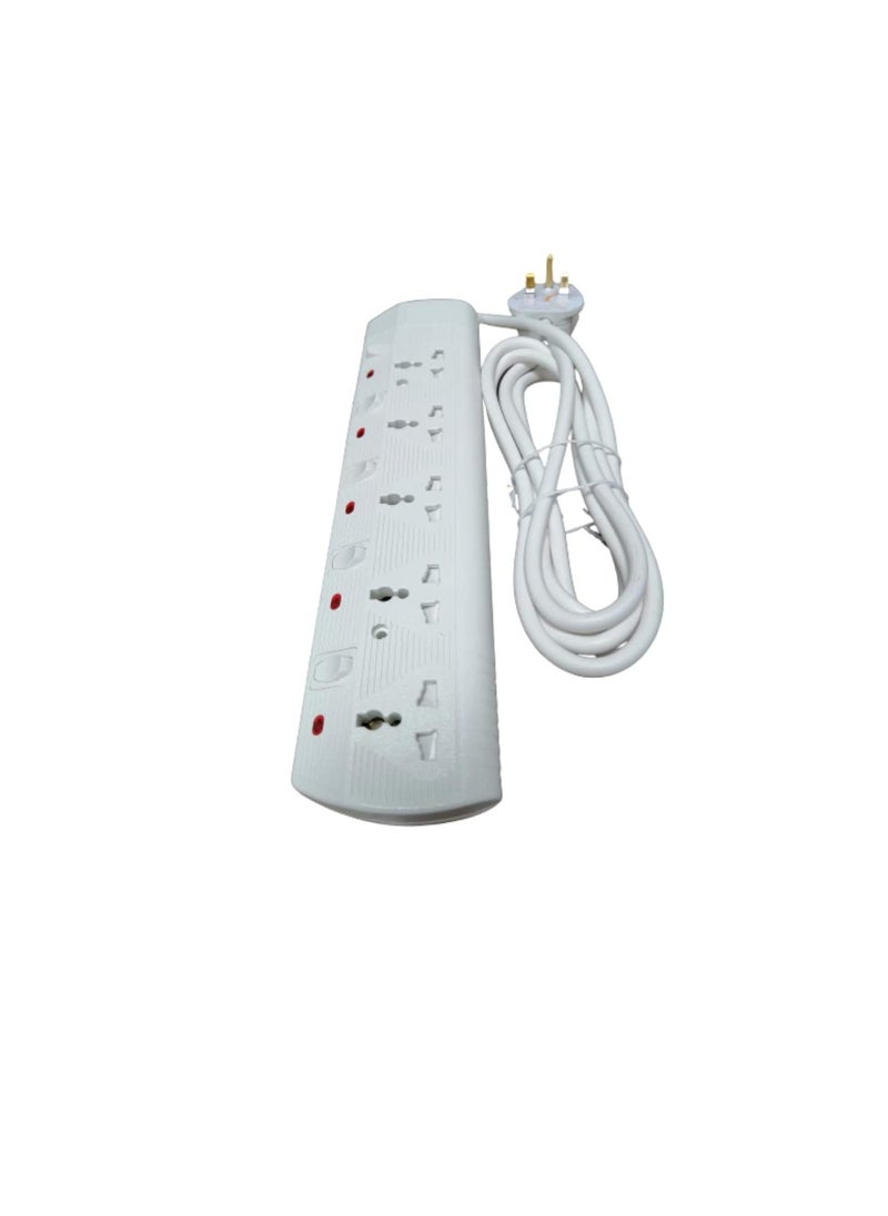 RR - Rr Esma Approved Universal Power Extension Socket With Individual Neon Light Switches 13A Plug 250V 5 Way 3 Mtr Cable - Image 1