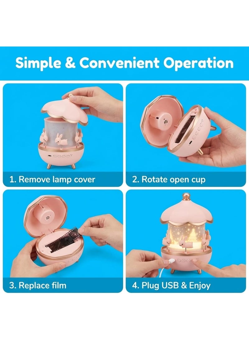 Kids Rabbit Sky Night Projector Lamp – 360° Rotating Star Projector with 6 Film Discs & 5 Colour Modes | Ceiling Galaxy Light for Bedroom, Nursery, Relaxation & Sleep Support - Image 1