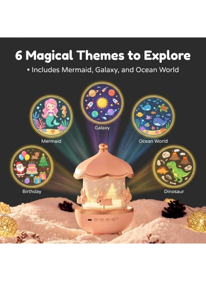Kids Rabbit Sky Night Projector Lamp – 360° Rotating Star Projector with 6 Film Discs & 5 Colour Modes | Ceiling Galaxy Light for Bedroom, Nursery, Relaxation & Sleep Support - Image 2