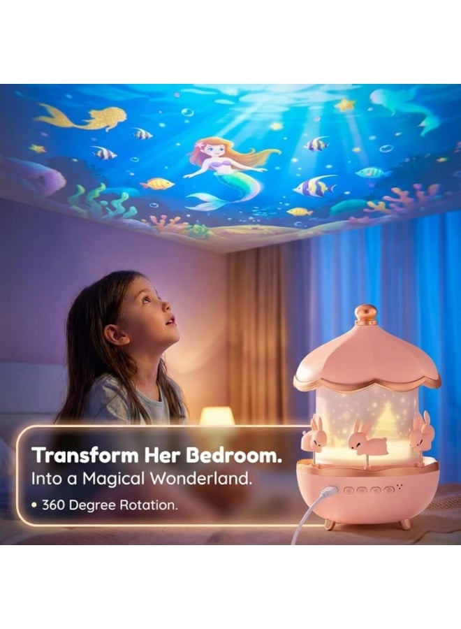 Kids Rabbit Sky Night Projector Lamp – 360° Rotating Star Projector with 6 Film Discs & 5 Colour Modes | Ceiling Galaxy Light for Bedroom, Nursery, Relaxation & Sleep Support - Image 3
