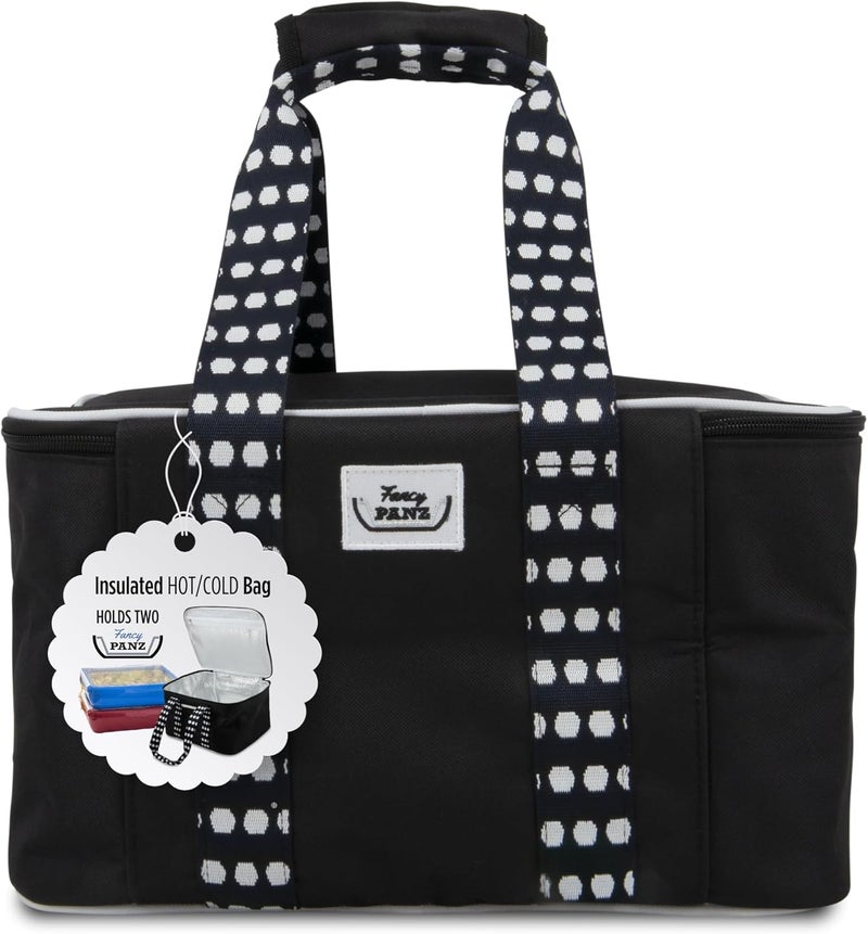 Fancy Panz - Black Insulated Casserole Carrier Bag - Insulated Thermal Bags for Hot & Cold Food Holds 2 Standard Size - 2 Pockets - Food Container - Hosting Essentials - Image 1