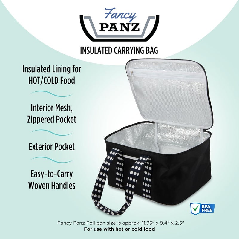 Fancy Panz - Black Insulated Casserole Carrier Bag - Insulated Thermal Bags for Hot & Cold Food Holds 2 Standard Size - 2 Pockets - Food Container - Hosting Essentials - Image 2