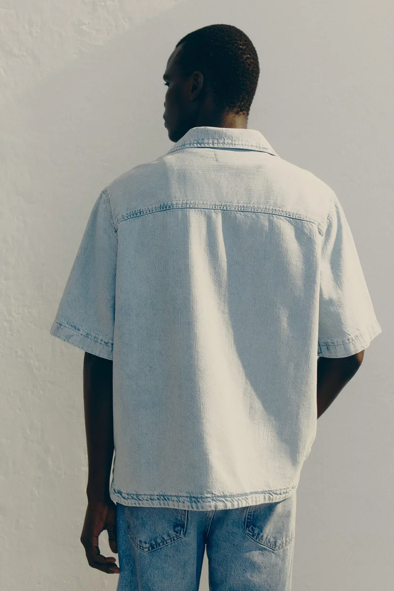 H&M  Regular Fit Denim resort shirt for Men | Best Price UAE