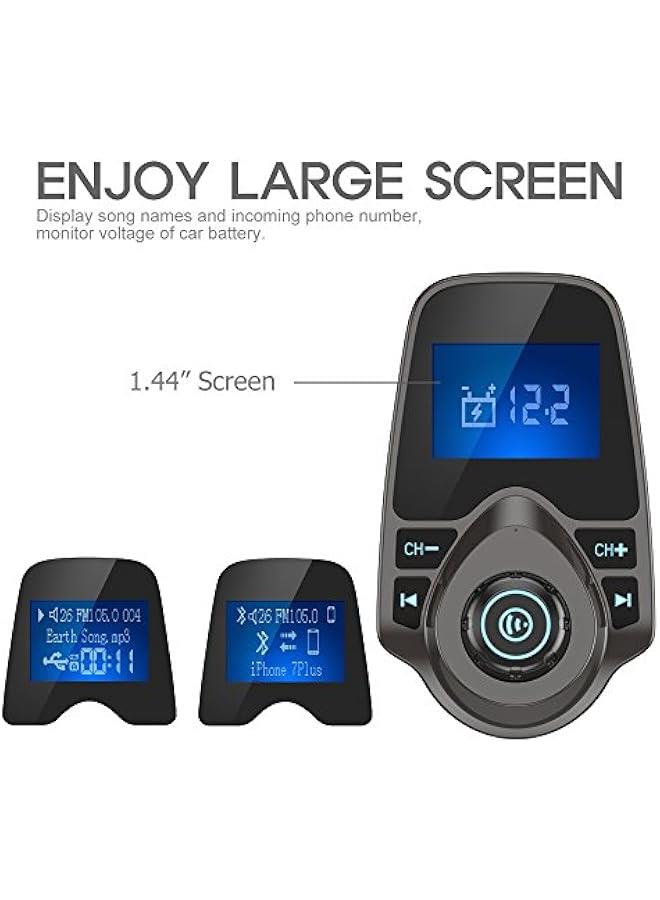 Arabest Bluetooth Car FM Transmitter Adapter Handsfree Kit with 1.44 Display - KM18 Brown  - Image 3