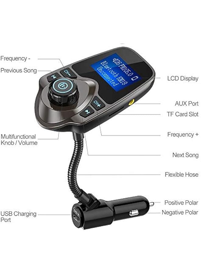 Arabest Bluetooth Car FM Transmitter Adapter Handsfree Kit with 1.44 Display - KM18 Brown  - Image 4
