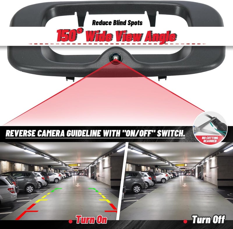 SJDYYMX Tailgate Handle with Backup Camera for Chevy Silverado/GMC Sierra 1999-2007 - Image 5