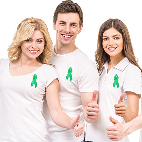 Dilunave 100 Pieces Awareness Ribbon Satin Lapel Pins Fabric Ribbons with Safety Pins for Women Men(Green) - Image 5