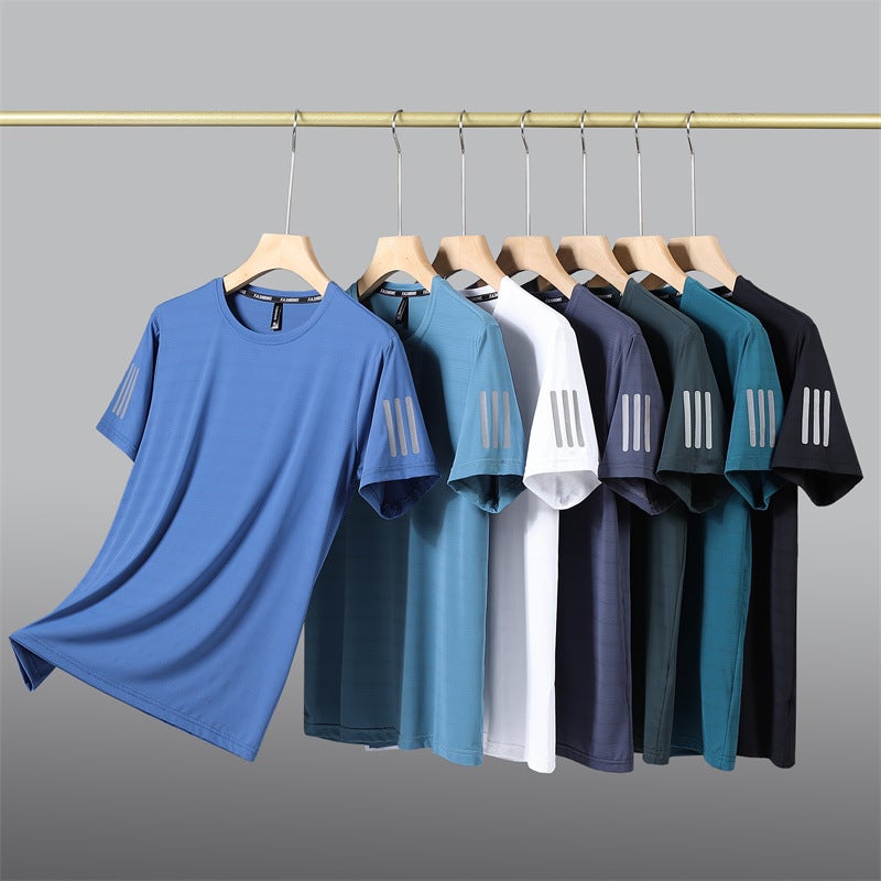 Ice Silk T-Shirt Men'S Summer Ultra-Thin Quick-Drying Mesh Sports Short-Sleeved Men'S Loose Elastic Plus Size Fat Half-Sleeved Top - Image 3