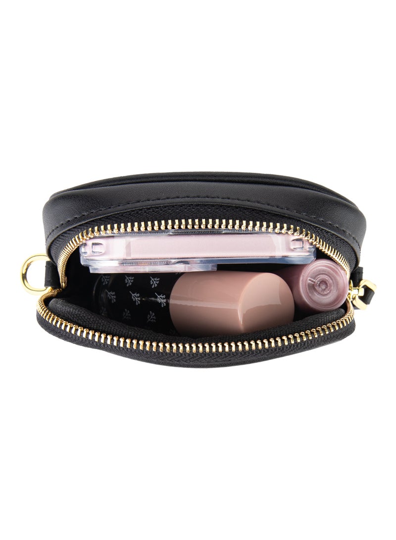 HOLBORN CLASSIC Luna Travel Pouch With Phone Compartment For Women - Black, Leather Phone Pouch Bags, Crossbody Phone Bag, Genuine Leather - Image 4