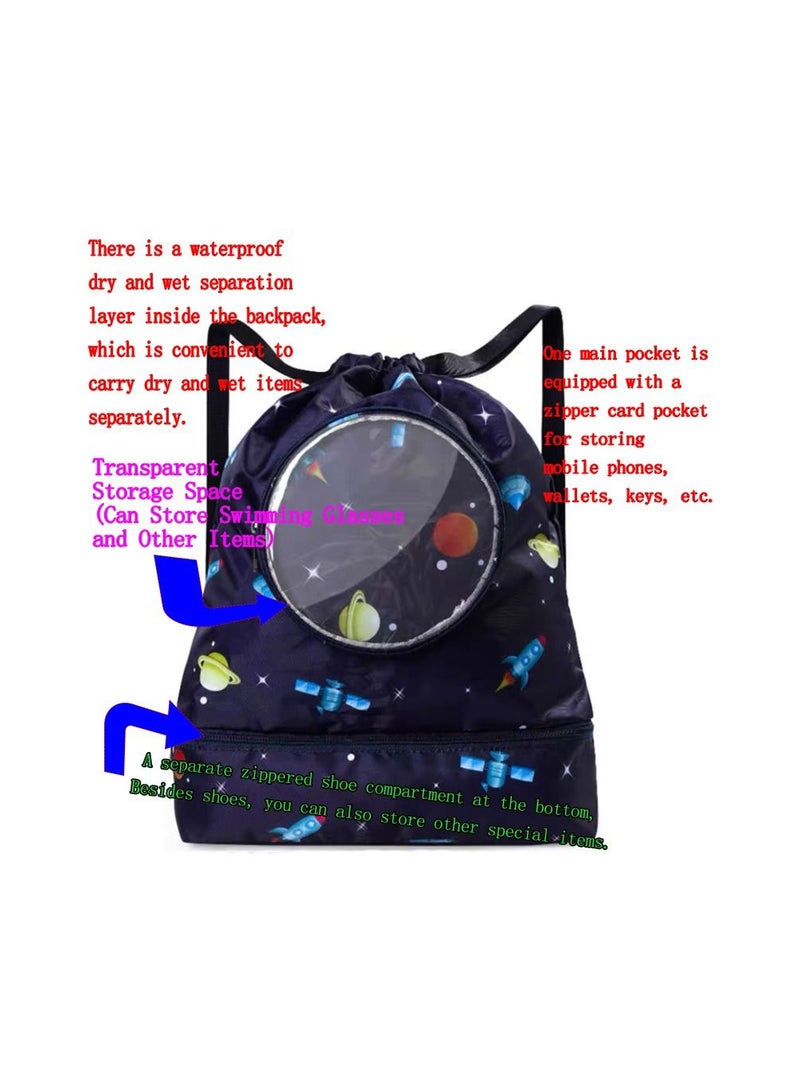 Generic 1-Piece Dry Wet Separation Fitness Bag,Waterproof Beach Swimming Bag Storage Backpack,Sports Equipment Swimming Bag,School Dry and Wet Separated Backpack with Storage Layer for Special Items and Glass  - Image 2