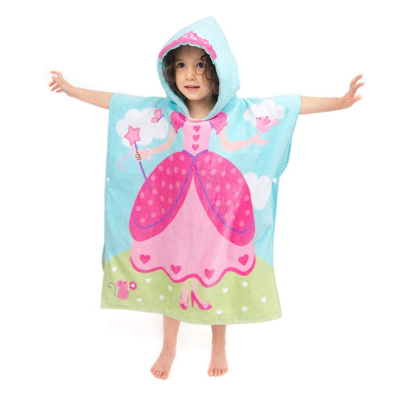 Florica Hooded Bath Towels for Girls Kids Toddlers Children 2 to 6 Years Old Cotton Ultra Soft Absorbent Poncho Beach Towel for Pool Swim Pink Large Size 24x 47 in FullLength Lovely Princess - Image 2