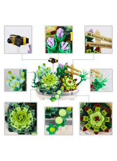 Excefore Mini Bricks Bonsai Model Simulation Succulent Plant Set, Creative DIY Flower Particle Botanical Collection Construction Building Blocks Toy  - Image 1