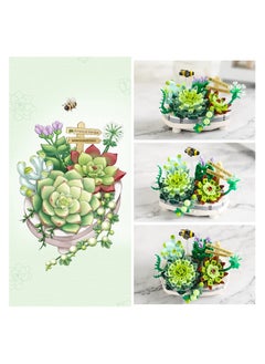 Excefore Mini Bricks Bonsai Model Simulation Succulent Plant Set, Creative DIY Flower Particle Botanical Collection Construction Building Blocks Toy  - Image 3