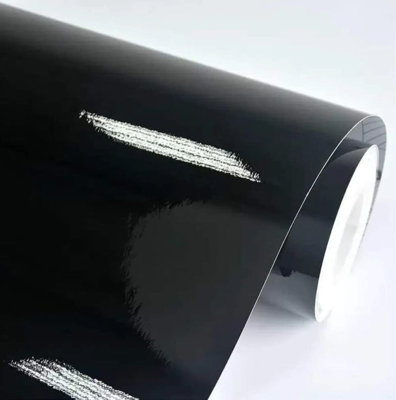 HOME13 Glossy Black Vinyl Wrap Self Adhesive Air Release Bubble Vinyl Wrap for Cars - Car Interior Wrap & Exterior(18 x 148 Inch, Black Glossy) - Image 1