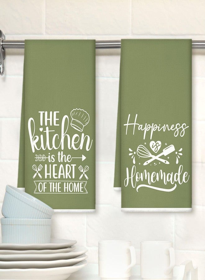 Sratte 6 Pcs Kitchen Decor Accessories Set Farmhouse Towels Pot Holders Oven Mitts Set 2 Dish Towels 2 Potholders 2 Cooking Mittens Oven Glove for Christmas Baking Cooking Supply(Green,Kitchen) - Image 3