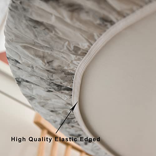 LIBERECOO Round Vinyl Fitted Tablecloth with Flannel Backing Elastic Edge Table Cover Waterproof Stain-Resistant Wipeable Tablcloths Fits 45-56" Round Tables - Image 5