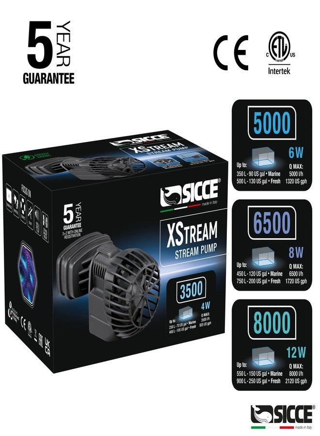 SICCE XSTREAM 5000 Wave Maker Flow Pump 1320 GPH | 360° Adjustable Quiet Submersible Magnetic Powerhead for Saltwater & Freshwater Tanks, Aquarium Water Circulation Pump up to 130 Gallons - Image 3