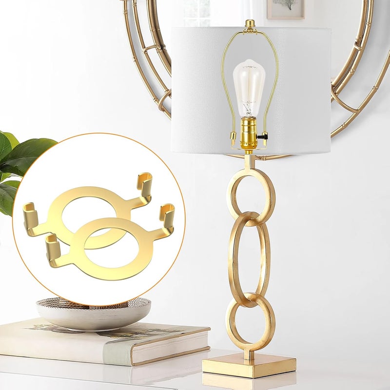 MARRTEUM E26 Lamp Harp Saddle Base Lampshade Holder 1-7/16" (36 mm) Non-Slip UNO Collar Adapter for E26 Threaded Base, 2pcs Gold Tone - Image 5