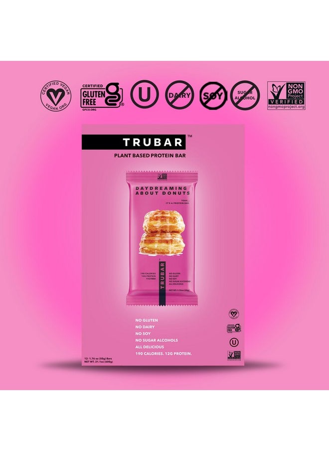 Health & Household - Trubar Vegan Protein Bar, Daydreaming About Donuts, Gluten Free, Plant Based Protein, Dairy Free, Non Gmo, Soy Free, No Sugar Alcohols, 12G Protein, 12G Fiber, 23G Carb, On The Go Snack Bars, 12 Ct - Image 1