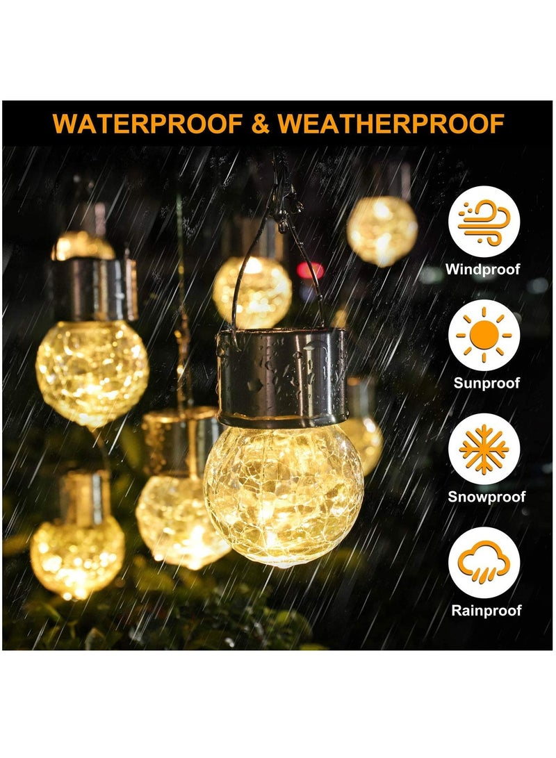 Arabest 12Pack Decorative Cracked Glass LED Ball Lights Hanging Solar Lights Outdoor - Image 2