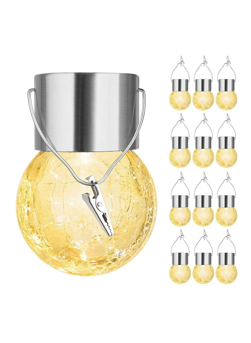 Arabest 12Pack Decorative Cracked Glass LED Ball Lights Hanging Solar Lights Outdoor - Image 1