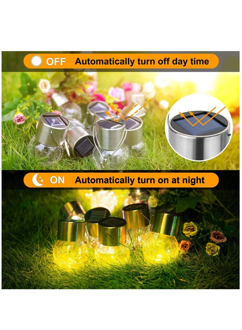 Arabest 12Pack Decorative Cracked Glass LED Ball Lights Hanging Solar Lights Outdoor - Image 3