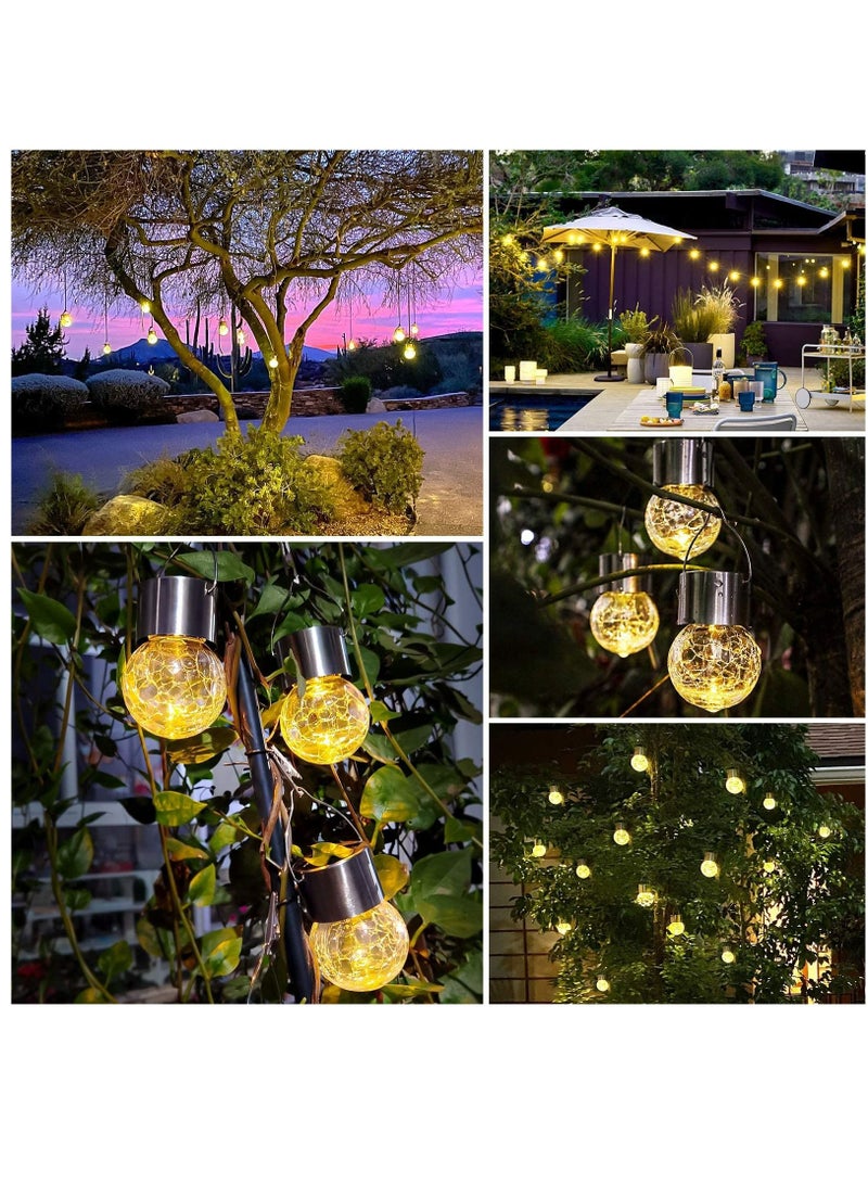 Arabest 12Pack Decorative Cracked Glass LED Ball Lights Hanging Solar Lights Outdoor - Image 5