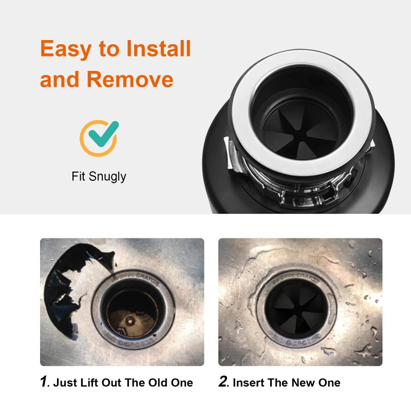 Dincerpen 2 Pcs Garbage Disposal Splash Guard Sink Baffle  3 1/8"" Removable Garbage Disposal Rubber Drain Insert  Replacement Waste Food Garbage Disposal Parts For Waste King Whirlaway And Ge Models - Image 5