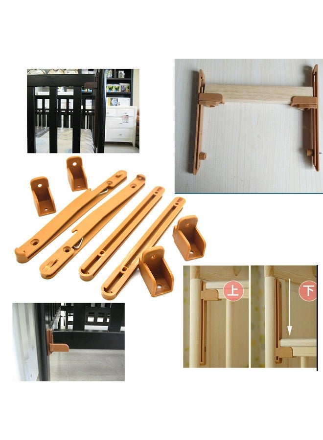 SpzcdZa Crib fence Lifter Lifting Rail Connection Set Brown w Screws - Image 4