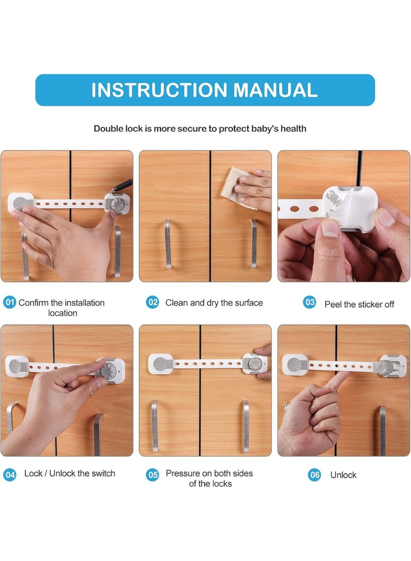 LIMOS 6 Piece Child Safety Cabinet Locks - Adhesive Adjustable Baby Proofing Straps for Drawers Fridge Oven Toilet, No Screws Needed, Kitchen and Furniture Safety Latches - Image 5
