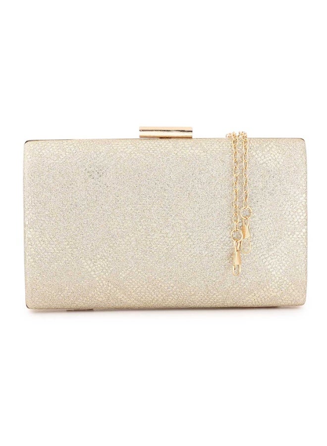 Mr.joe Mr Joe Elegant Gold Textured Hard case Clutch with Chain Strap -4147 - Image 1