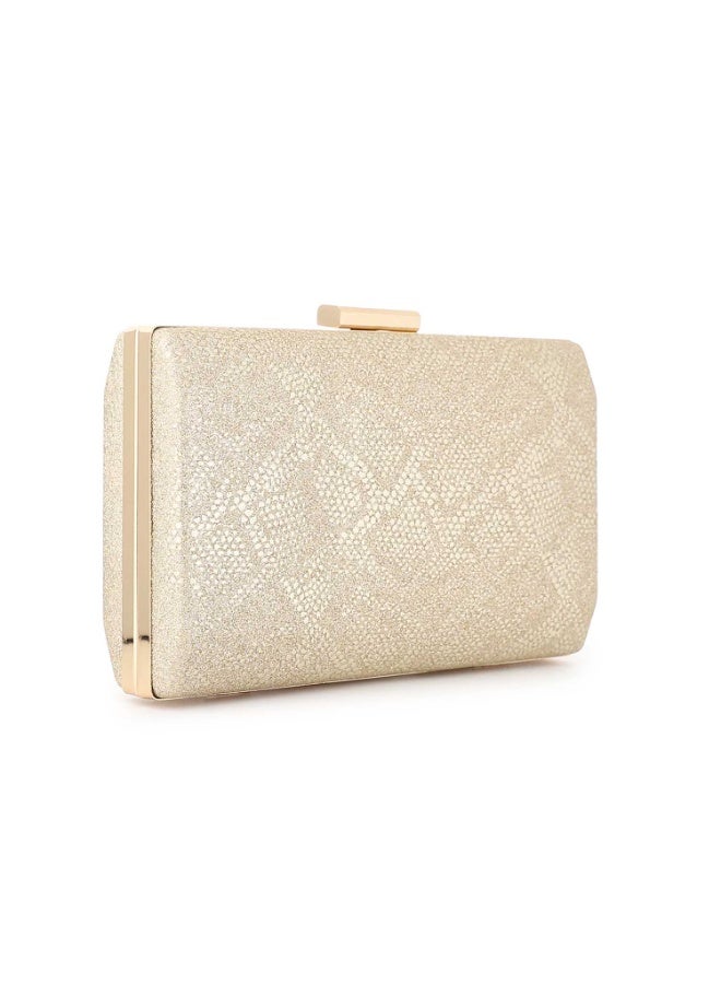 Mr.joe Mr Joe Elegant Gold Textured Hard case Clutch with Chain Strap -4147 - Image 3