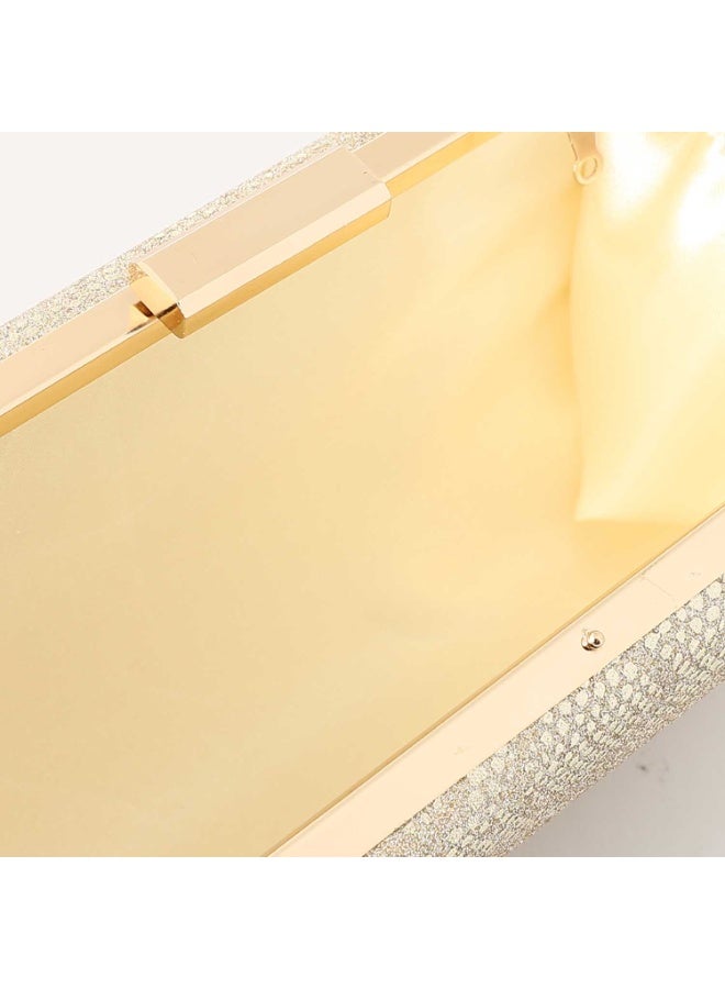 Mr.joe Mr Joe Elegant Gold Textured Hard case Clutch with Chain Strap -4147 - Image 4