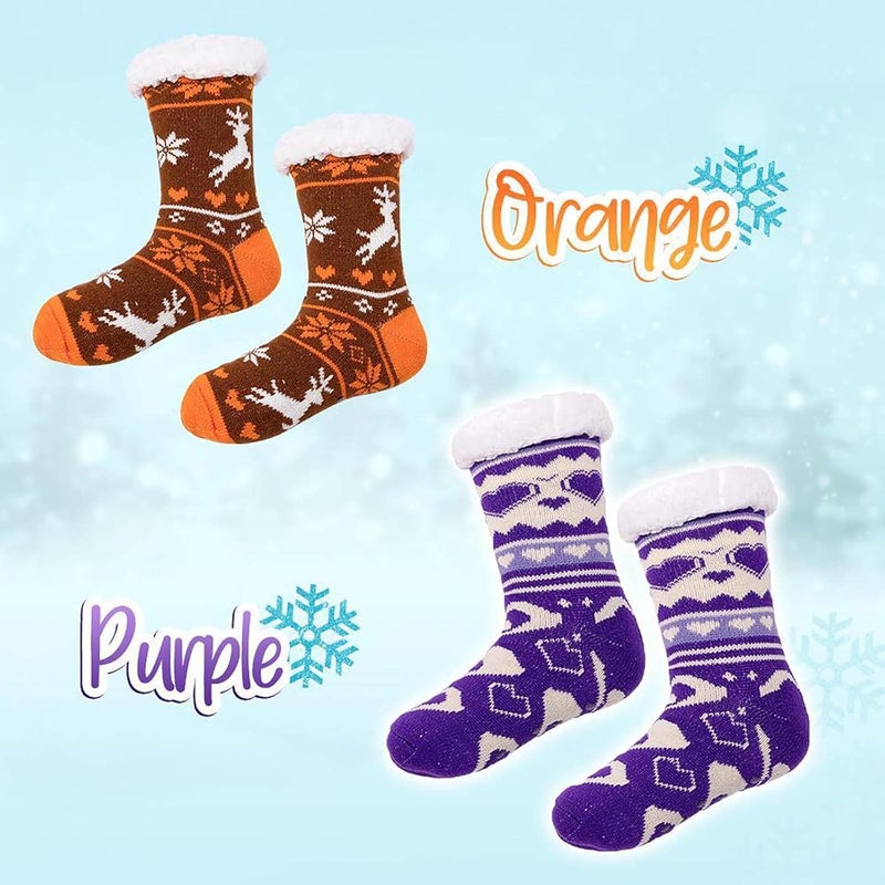 ويوبلز جوارب صوفية ناعمة ودافئة للغاية، جوارب نسائية مبطنة بالفرو، جوارب منزلية ناعمة ودافئة للغاية (رمادي) - Image 4