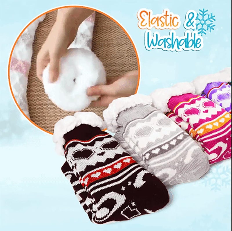 ويوبلز جوارب صوفية ناعمة ودافئة للغاية، جوارب نسائية مبطنة بالفرو، جوارب منزلية ناعمة ودافئة للغاية (رمادي) - Image 3