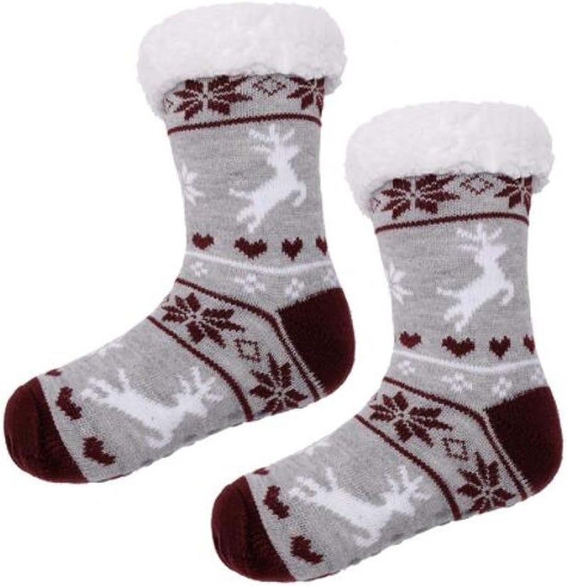ويوبلز جوارب صوفية ناعمة ودافئة للغاية، جوارب نسائية مبطنة بالفرو، جوارب منزلية ناعمة ودافئة للغاية (رمادي) - Image 1