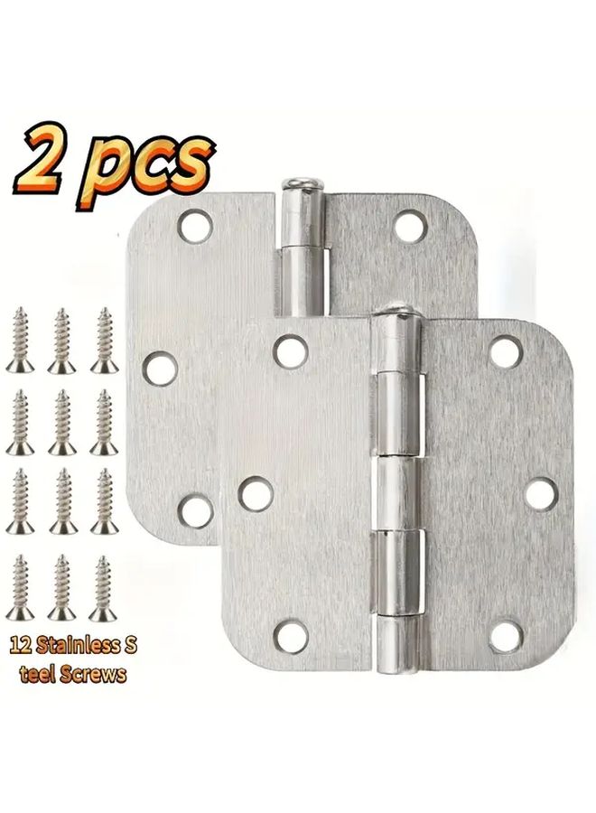 2pcs 3 5 Inch Brushed Stainless Steel Door Hinges With 12 Screws Heavy Duty 360 Rotation - Image 1