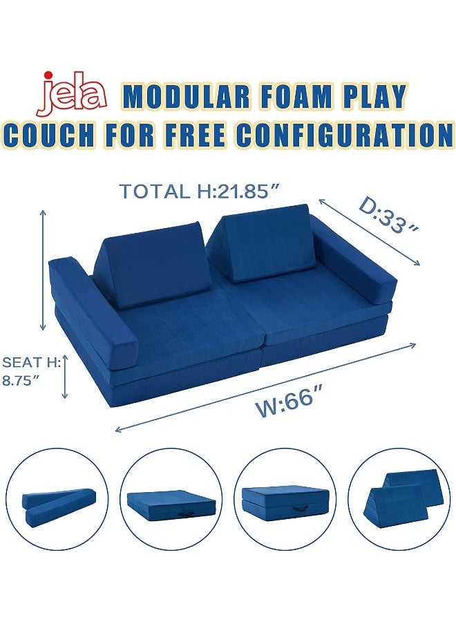 jela jela Kids Couch Extended Size 8PCS for Family, Floor Sofa Couch Modular Furniture for Kids Adults, Playhouse Play Set for Toddlers Babies, Modular Foam Play Couch Indoor  - Image 3