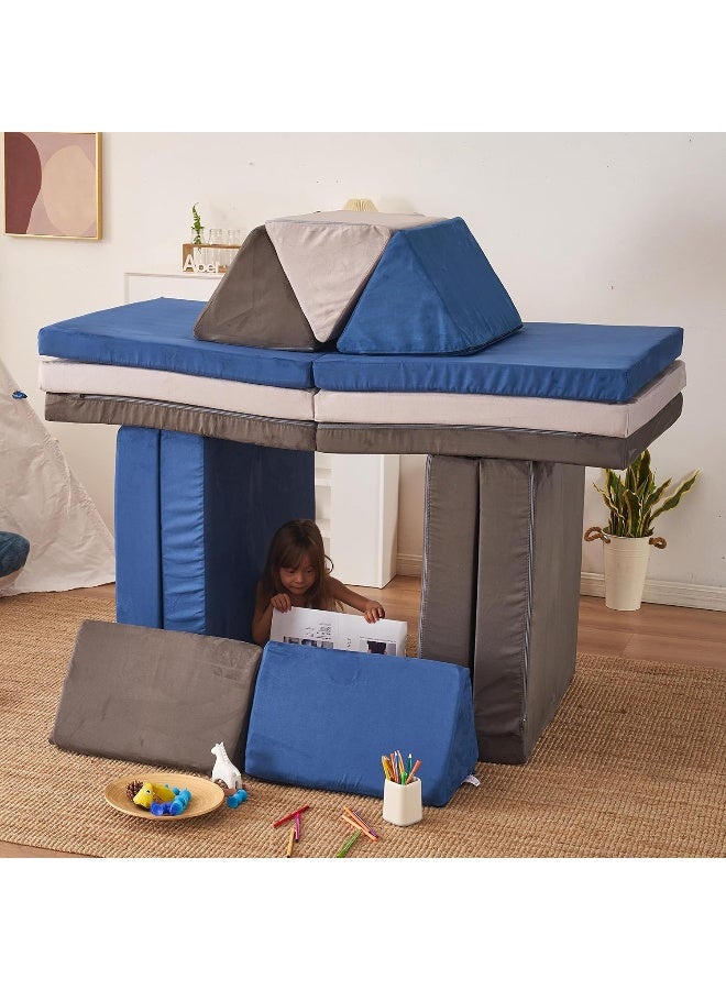 jela jela Kids Couch Extended Size 8PCS for Family, Floor Sofa Couch Modular Furniture for Kids Adults, Playhouse Play Set for Toddlers Babies, Modular Foam Play Couch Indoor  - Image 2