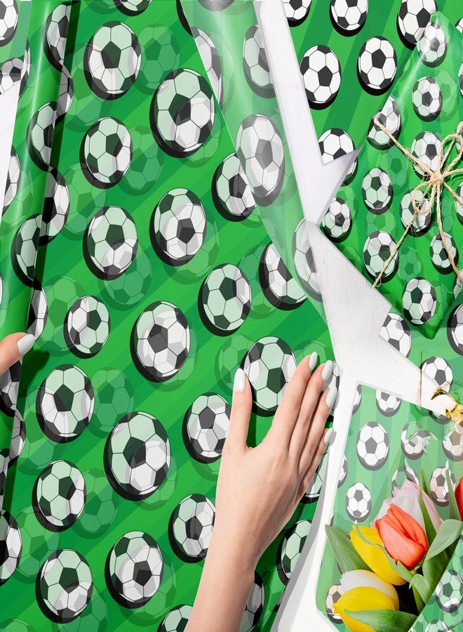JOINFANXIN 100Sheets Sports Theme Soccer Pattern Tissue Paper Football Gift Wrapping Paper DIY Crafts Decors for Theme Birthday Party Favor Supplies, 13.8 * 19.7inches - Image 2