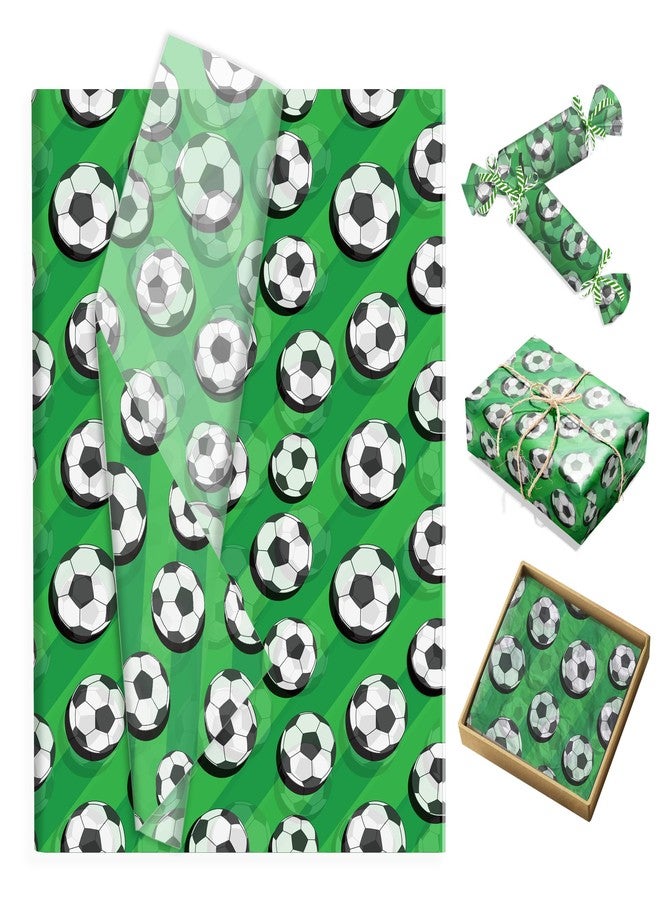 JOINFANXIN 100Sheets Sports Theme Soccer Pattern Tissue Paper Football Gift Wrapping Paper DIY Crafts Decors for Theme Birthday Party Favor Supplies, 13.8 * 19.7inches - Image 1