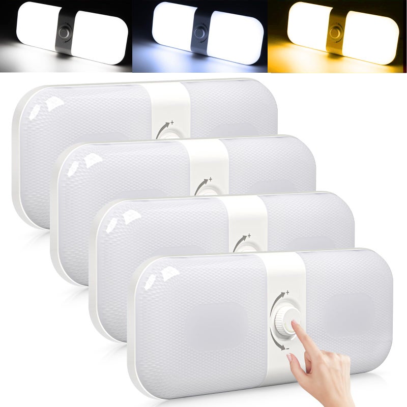 CT CAPETRONIX RV Lights Interior 1700LM, 3 Color TEM Camper Lights, Dimmable 12v Volt Led Fixture, Ceiling Dome Light w Switch for RV/Camper/Car/Trailer/Boat (Warm Cool Natural White) 4Pack - Image 1