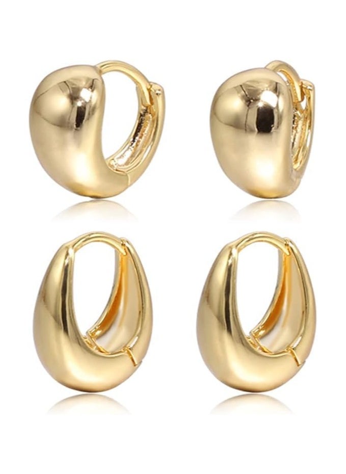 Fayrouz Jewellery Small hoop earrings for women 18k gold plated, barber earrings for women  - Image 1