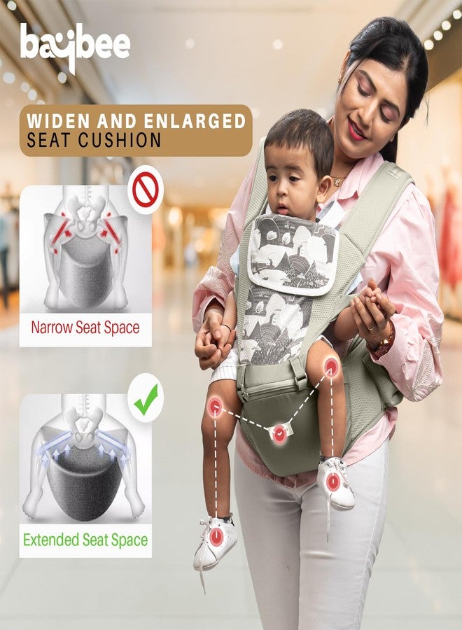 GoodLuck Baybee Ergonest 6 in 1 Hip Seat Baby Carrier for New Born | Baby Carrier for 0 to 3 Years Baby with Lumbar Support & Storage Pockets | Ergonomic Sling Carry Bags Heavy Duty Safety Buckle, Wide Seat Cushion & Breathable Mesh (Green) - Image 4