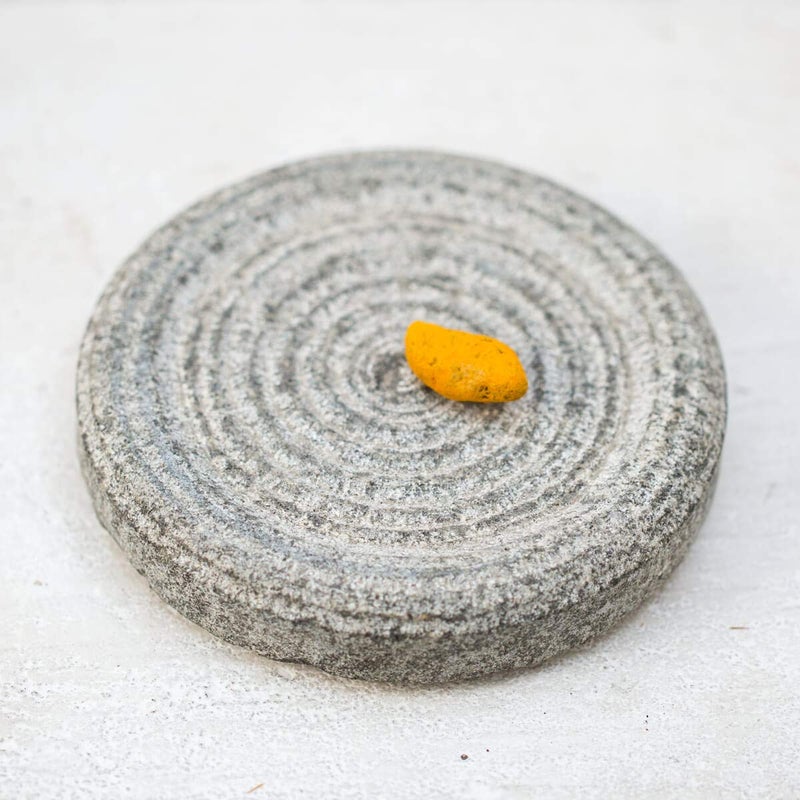 RARE OCEANS Turmeric Haldi Grinding Mortar Stone Small size 10 x 10 x 2 cm - Image 1
