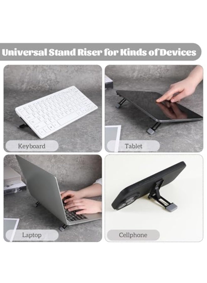 2 Pcs Portable Keyboard Riser, Three Tilt Angle Adjustable Foldable Invisible Laptop Riser, Zinc Alloy Mini Laptop Stand, Self-Adhesive Keyboard Riser Feet for Most Keyboards (Black) - Image 2