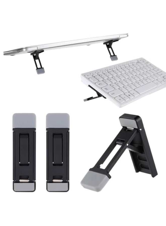 2 Pcs Portable Keyboard Riser, Three Tilt Angle Adjustable Foldable Invisible Laptop Riser, Zinc Alloy Mini Laptop Stand, Self-Adhesive Keyboard Riser Feet for Most Keyboards (Black) - Image 1