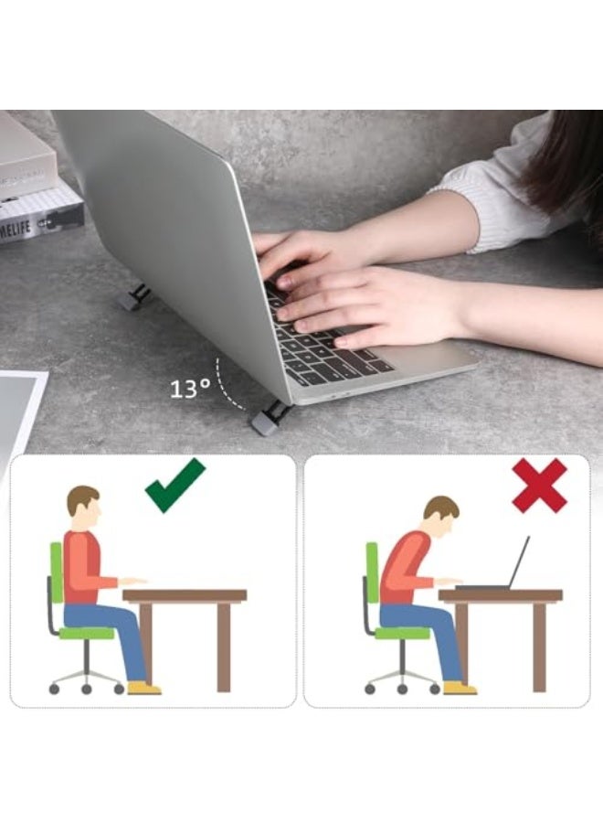 2 Pcs Portable Keyboard Riser, Three Tilt Angle Adjustable Foldable Invisible Laptop Riser, Zinc Alloy Mini Laptop Stand, Self-Adhesive Keyboard Riser Feet for Most Keyboards (Black) - Image 3